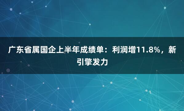 广东省属国企上半年成绩单：利润增11.8%，新引擎发力