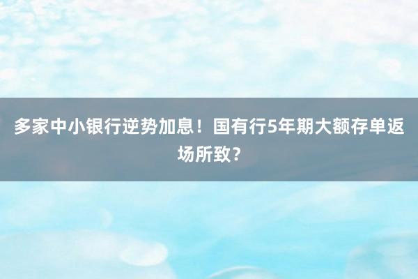 多家中小银行逆势加息！国有行5年期大额存单返场所致？