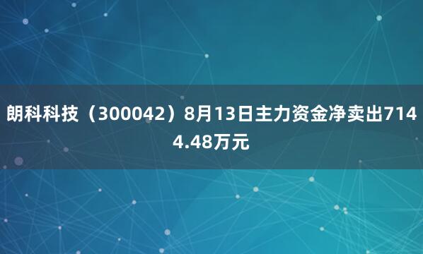 朗科科技（300042）8月13日主力资金净卖出7144.48万元