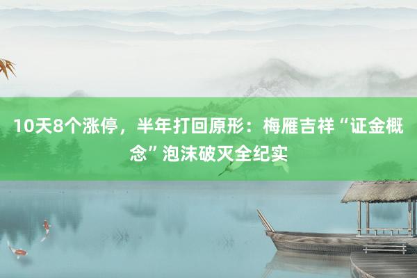 10天8个涨停，半年打回原形：梅雁吉祥“证金概念”泡沫破灭全纪实