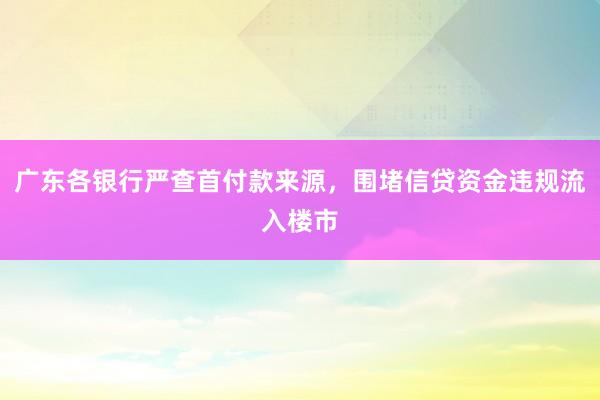 广东各银行严查首付款来源，围堵信贷资金违规流入楼市