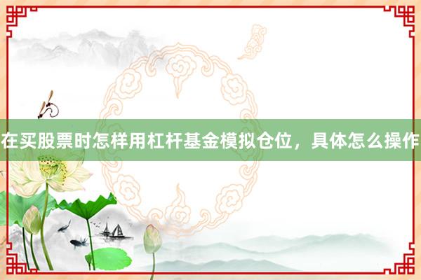 在买股票时怎样用杠杆基金模拟仓位，具体怎么操作