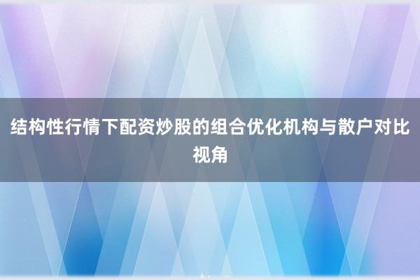 结构性行情下配资炒股的组合优化机构与散户对比视角
