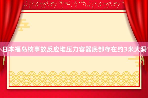 日本福岛核事故反应堆压力容器底部存在约3米大洞