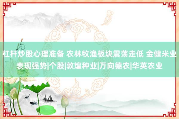 杠杆炒股心理准备 农林牧渔板块震荡走低 金健米业表现强势|个股|敦煌种业|万向德农|华英农业