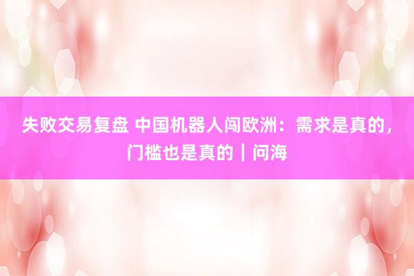 失败交易复盘 中国机器人闯欧洲:需求是真的,门槛也是真的|问海