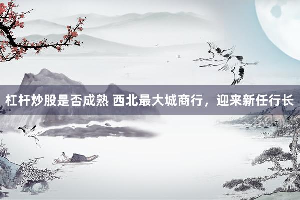 杠杆炒股是否成熟 西北最大城商行，迎来新任行长