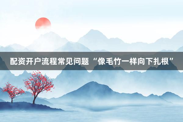 配资开户流程常见问题 “像毛竹一样向下扎根”