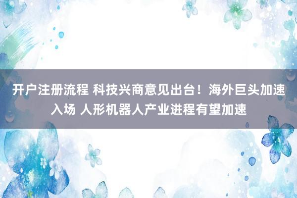 开户注册流程 科技兴商意见出台！海外巨头加速入场 人形机器人产业进程有望加速